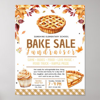 Editable fall bake sale Fundraiser Flyer Poster