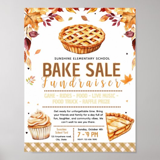 Editable fall bake sale Fundraiser Flyer Poster (Voorkant)