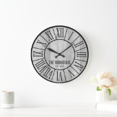 EDITABLE Family Farmhouse Clock - GRAY wood Grote Klok (Huis)