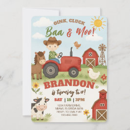 Editable Farm Animals Birthday  Kaart