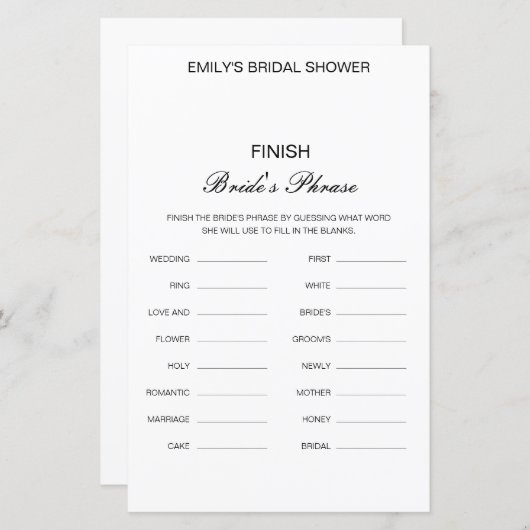 Editable Finish Bride and Groom's Phrase Bridal (Voorkant / Achterkant)