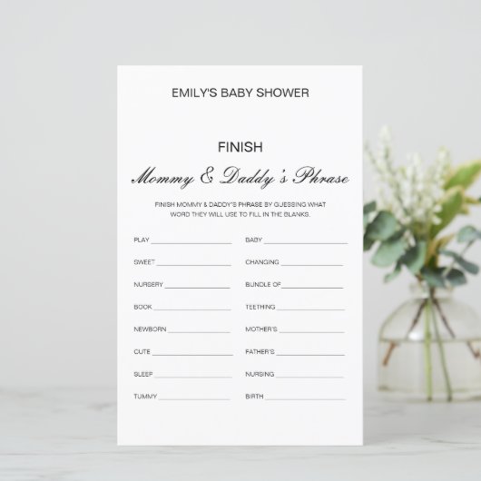 Editable Finish Mam and Dad's Phrase Baby shower (Staand voorkant)