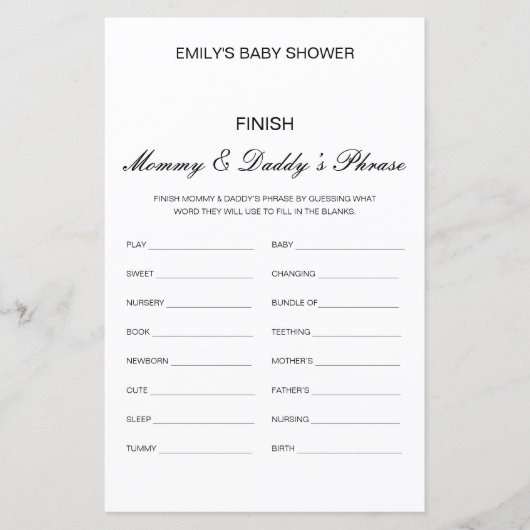 Editable Finish Mam and Dad's Phrase Baby shower (Voorkant)