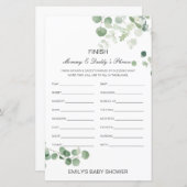 Editable Finish Mam and Dad's Phrase Baby shower (Voorkant / Achterkant)