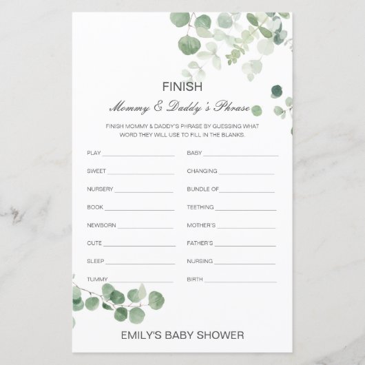 Editable Finish Mam and Dad's Phrase Baby shower (Voorkant)