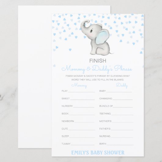 Editable Finish Mam and Dad's Phrase Baby shower (Voorkant / Achterkant)