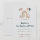  Editable First Birthday Party Invitation Kaart (Voorkant / Achterkant)