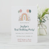  Editable First Birthday Party Invitation Kaart (Staand voorkant)