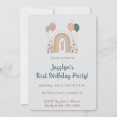  Editable First Birthday Party Invitation Kaart (Voorkant)