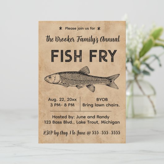 Editable Fish Fry Invitation Kaart (Staand voorkant)