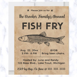 Editable Fish Fry Invitation Kaart