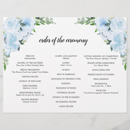 Editable Fleur Jolie Trivouding Wedding Program Flyer (Achterkant)