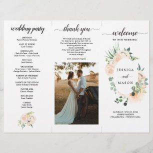 Editable Fleur Jolie Trivouding Wedding Program Flyer