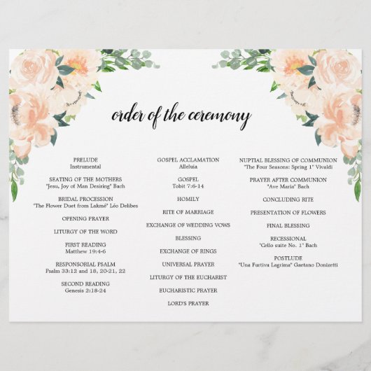 Editable Fleur Jolie Trivouding Wedding Program Flyer (Achterkant)