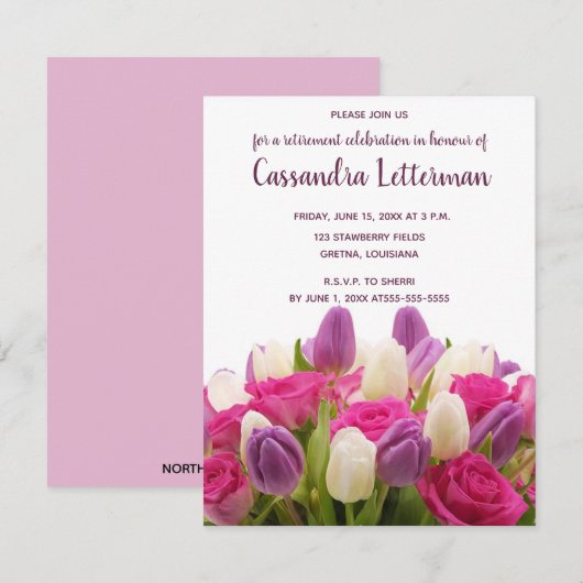 Editable Floral Bouquet Birthday Uitnodiging (Voorkant / Achterkant)