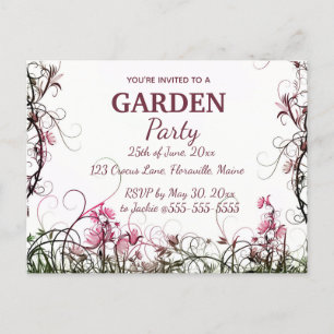 Editable Floral Garden Party Uitnodiging Briefkaart