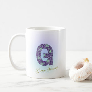 Editable Floral Letter G Monogram Personalized Koffiemok