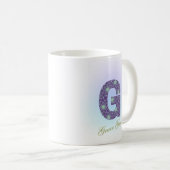 Editable Floral Letter G Monogram Personalized Koffiemok (Voorkant rechts)