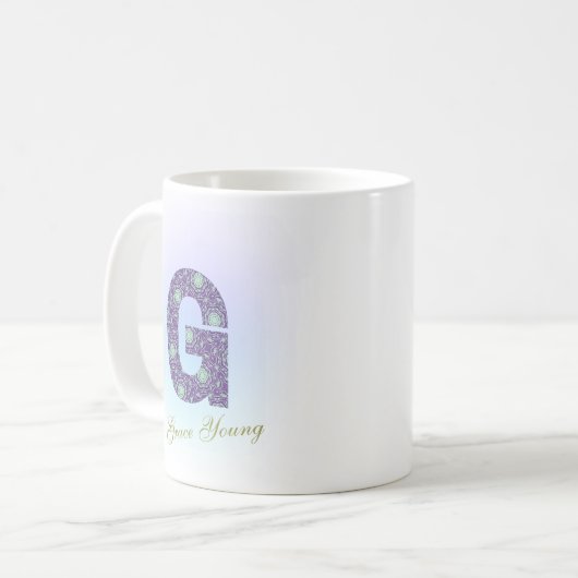 Editable Floral Letter G Monogram Personalized Koffiemok (Voorkant links)