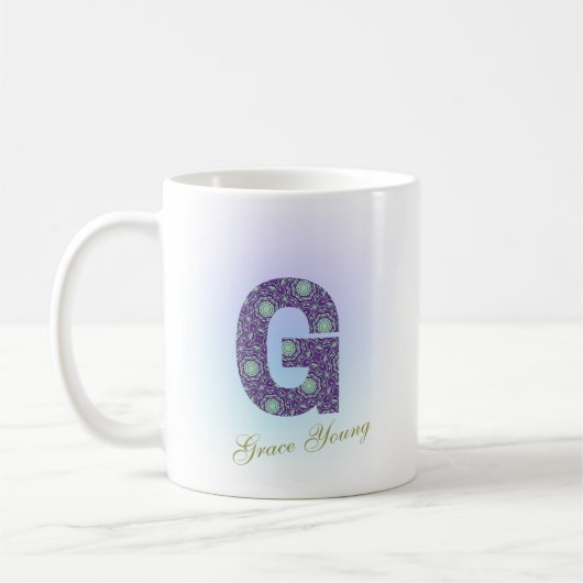 Editable Floral Letter G Monogram Personalized Koffiemok (Links)