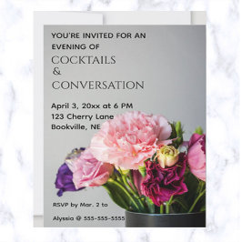 Editable Flowers Cocktails and Conversation Kaart