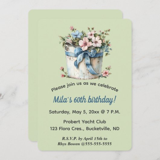 Editable Flowers in a Bucket Kaart (Voorkant / Achterkant)