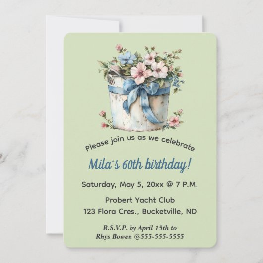 Editable Flowers in a Bucket Kaart (Voorkant)