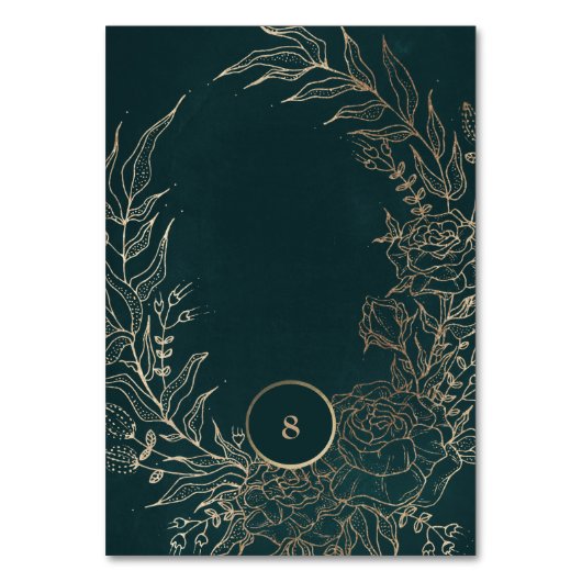 Editable Folie Gold Emerald Wreath Wedding Kaart (Achterkant)