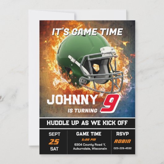 Editable Football Birthday Invitation Kaart (Voorkant)