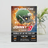 Editable Football Birthday Invitation Kaart (Staand voorkant)