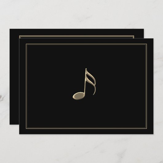 Editable Formal Black Gold Music Note Gold Border Kaart (Voorkant / Achterkant)