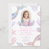 Editable Four Mermaid Tail Invitation Picture Four Kaart (Voorkant)
