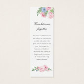 Editable Funeral Memorial Pink Floral Bladwijzer Mini Visitekaartjes (Achterkant)