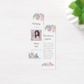 Editable Funeral Memorial Pink Floral Bladwijzer Mini Visitekaartjes (Bureau)
