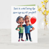 Editable Funny Old People Birthday Kaart (Gele Bloem)