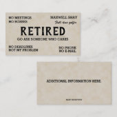 Editable Funny Retirement Visitekaartje (Voorkant / Achterkant)