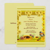 Editable Garden Sunflowers Daisies Toadstool Robin Kaart (Voorkant / Achterkant)