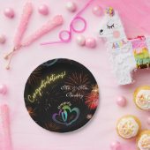 Editable - gelukkig ooit na in Vuurwerk Papieren Bordje (Feest)