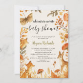 Editable Gender Neutral Fall Woodland Baby Shower Kaart (Voorkant)