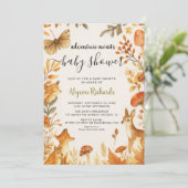 Editable Gender Neutral Fall Woodland Baby Shower Kaart (Staand voorkant)