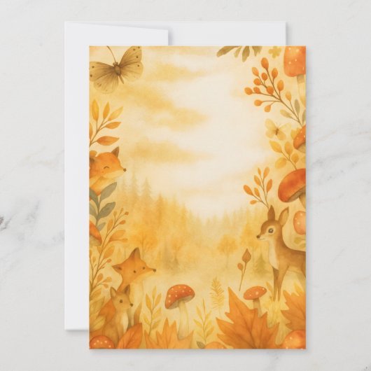 Editable Gender Neutral Fall Woodland Baby Shower Kaart (Achterkant)