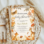 Editable Gender Neutral Fall Woodland Baby Shower Kaart