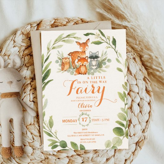 Editable Gender Neutral Fall Woodland Baby Shower Kaart