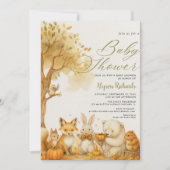 Editable Gender Neutral Fall Woodland Baby Shower Kaart (Voorkant)