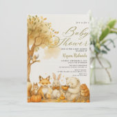 Editable Gender Neutral Fall Woodland Baby Shower Kaart (Staand voorkant)