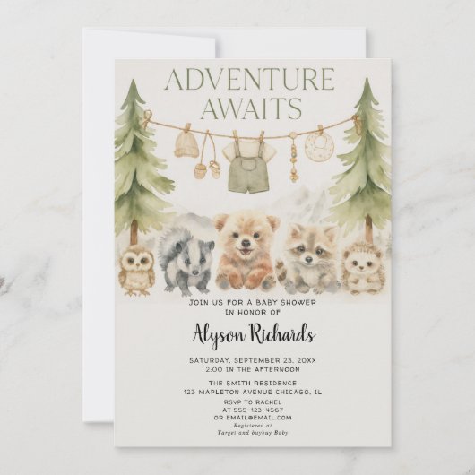 Editable Gender Neutral Fall Woodland Baby Shower Kaart (Voorkant)