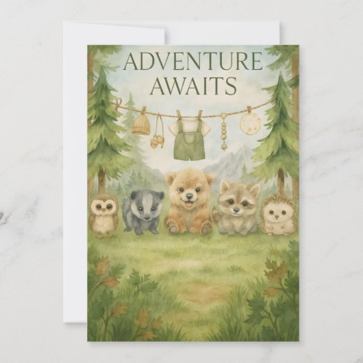 Editable Gender Neutral Fall Woodland Baby Shower Kaart (Achterkant)