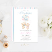 Editable Gender Reveal Bear Baby Shower Invitation Kaart