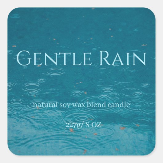 Editable Gentle Rain Product Vierkante Sticker (Voorkant)