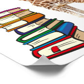 Editable Giraffe met stapel boeken die Nook lezen Poster (Hoek)